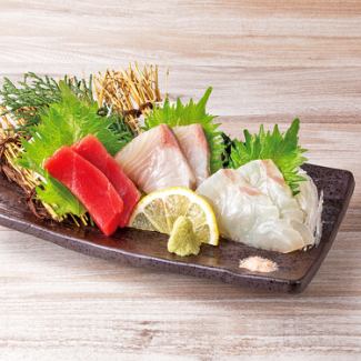 【鮮】本まぐろ入り刺身3点盛合せ/サーモンの刺身 三種の食べ方で