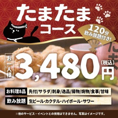 <6月7月8月>今すぐ宴会・たまたまコース【120分生ビール込飲み放題付】