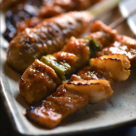 <6月7月8月>焼鳥と餃子コース 【120分生ビール込飲み放題付】