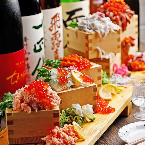 魚はもちろんユッケ寿司など彩り豊かなお料理で楽しく夜ごはん♪