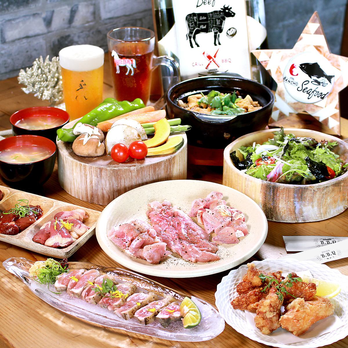 The course centered on fresh chicken dishes in the morning is 3980 yen with all-you-can-drink ★