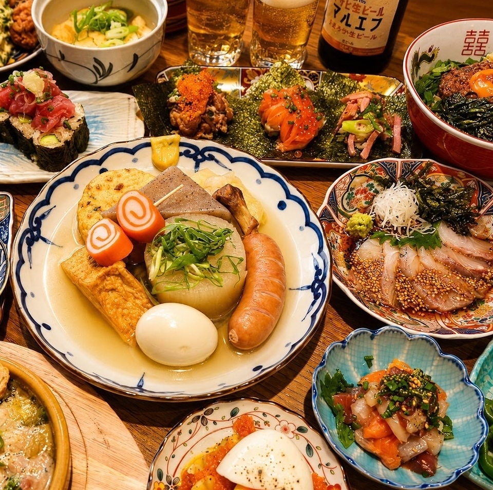 京都駅徒歩１分◆名物・アテ巻き・ワンハンド寿司や京風おでんを愉しむ創作和食居酒屋