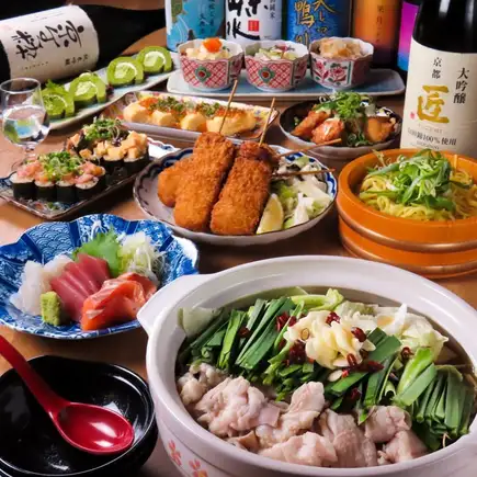 볼륨 만점 냄비 연회 코스!! 생맥주 포함 무제한 【꽃 코스】 아테 감기 · 모츠 냄비 등 전 9 품
