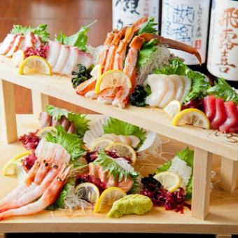 [Hokkaido Festival★] 2 hours all-you-can-drink included 8 dishes in total ◆ 7 types of luxury sashimi ◆ 5000 yen ⇒ 4500 yen