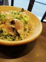 Raw ham Caesar salad