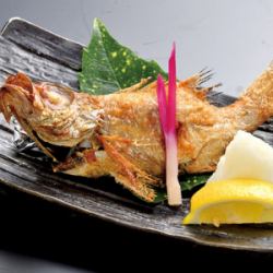 Salt-grilled rosy seabass