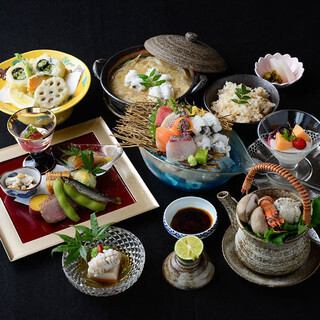 [Hamo Kaiseki Course] A total of eight dishes including sushi, hamo tempura, and hamo dobinmushi (clay pot steamed in soy sauce) / 6,600 yen (tax included)