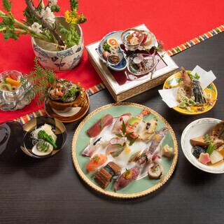 [Sushi Kaiseki] A total of 7 dishes that combines seasonal ingredients with the finest nigiri sushi and kaiseki cuisine / 8,800 yen (tax included)