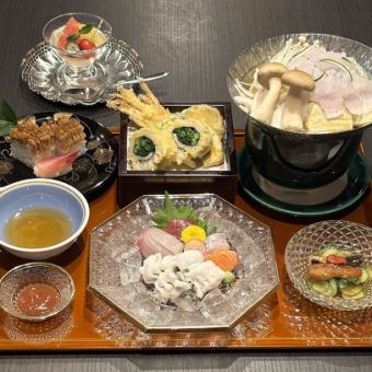 [Hamo Gozen] (Hamo Otoshi, Hamo Tempura, Hamo Shabu-Shabu Hotpot, Hamo Sushi, Hamo Zaku, Dessert) 5,500 yen (tax included)