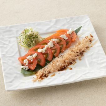 Eat with bonito soy sauce Tomato and cottage cheese