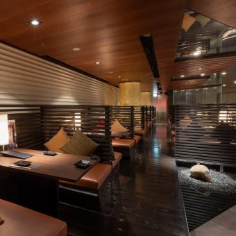 The interior of the restaurant is a high-quality, relaxing space inspired by a garden.Enjoy our signature dishes in an extraordinary space with a special atmosphere.