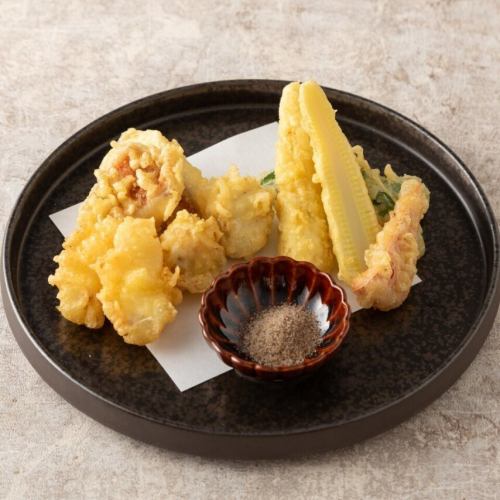 海鮮と夏野菜の天婦羅 山椒塩添え