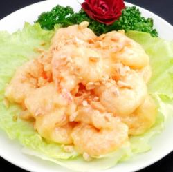 Large shrimp with mayonnaise