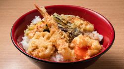 Shrimp egg tempura rice bowl