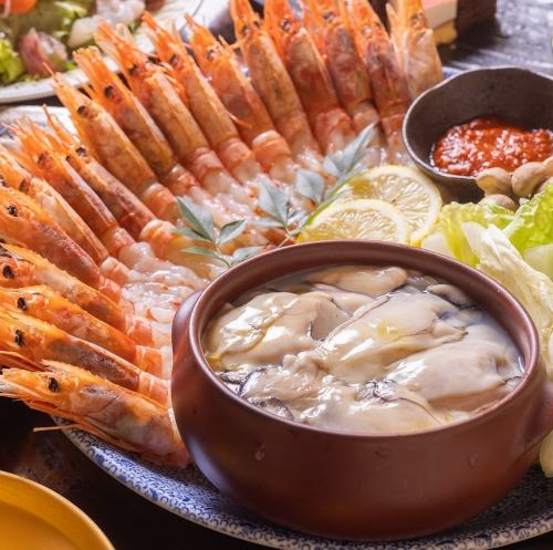 大人気!!海老しゃぶ、牡蠣しゃぶを堪能できます!!