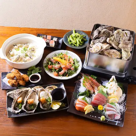 生ビール付き時間無制限飲み放題☆牡蠣食べ尽くしコース☆全8品※金土祝前3時間制