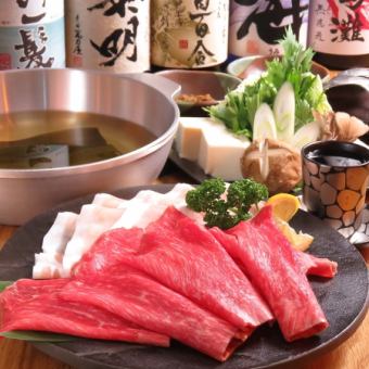 ★気軽な宴会に【寿司・しゃぶしゃぶコース全6品　4800円】 しゃぶしゃぶと炙り寿司のコース