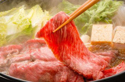 ★至福の逸品★和牛尽くし【特選すき焼きコース6000円】すき焼きと炙り寿司の贅沢なコラボ!