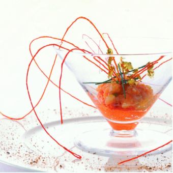 【Gorgeous French】 Course using world food ingredients including three appetizers, fish & meat dishes, desserts!