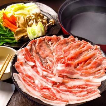 【豚しゃぶコース】しゃぶ肉盛り・野菜盛り/揚げ物盛り合わせ等[全7品]120分飲み放題付き6500円