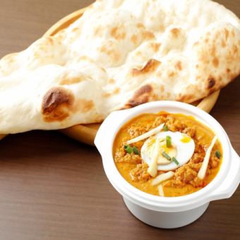 Keema egg curry with naan or rice