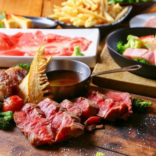 【肉宴会】2.5時間飲み放題付「炙り肉寿司＆ローストビーフなど全22品食べ放題コース」4980円→3980円税込