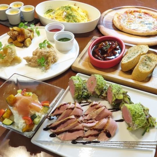 Large plate party course ☆ 2 hours all-you-can-drink included ♪ All 7 dishes for 6,600 yen (tax included) + 1000 yen and draft beer is also available!!