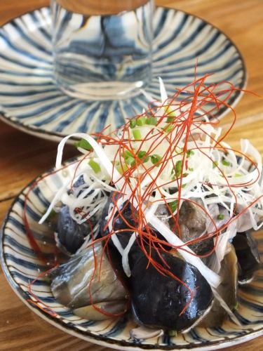 Deep-fried eggplant and green onion