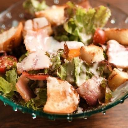 Warm ball Caesar salad