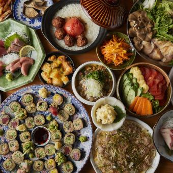 【2時間飲み放題付】鮮魚盛合せ、旬の炉端メニュー、季節の鍋含む全10品6000円「在伍極コース」