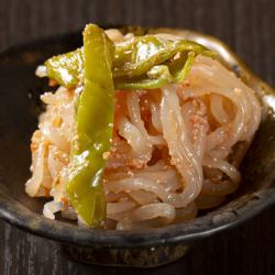 白滝と万願寺唐辛子　明太子和え