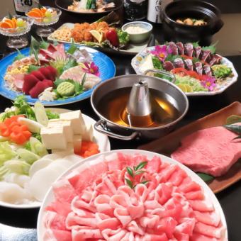 【贅沢コース】和牛しゃぶしゃぶ/国産豚しゃぶしゃぶ・寿司2種など全9品2H飲み放題付10,000円