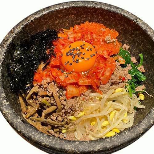 Stone-baked kimchi and bikko bowl