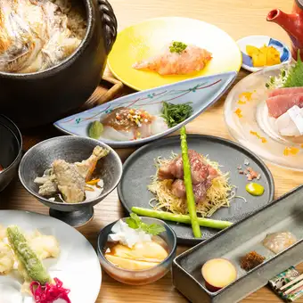 【A5국산 흑모 일본소에 일품 도미차 절임】특선 Naoshima 코스 ヱ비스 생맥주 포함 2시간 무제한 플랜