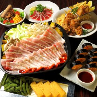 当日予約OK！お席2時間お手軽コース全6品【豚バラ辛味噌鉄板焼】　飲み放題付き　4,500円