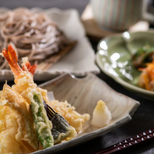 Soba and tempura meal