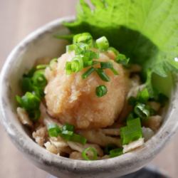 Chiran chicken skin with grated daikon radish and ponzu sauce