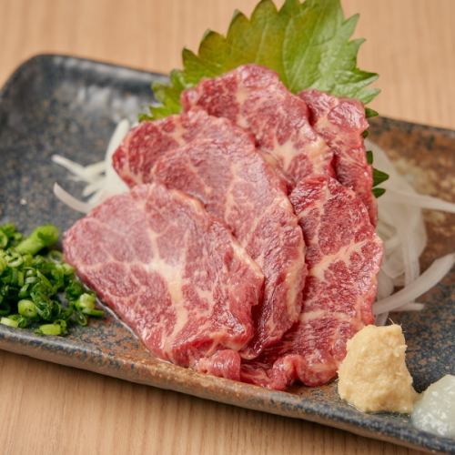 Marbled horse meat sashimi