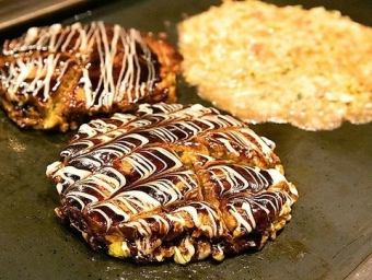 [All-you-can-eat and drink for 3455 yen!!] Enjoy all 30 types of okonomiyaki and monjayaki with this all-you-can-eat course and 120 minutes of all-you-can-drink♪