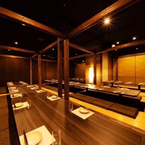 The spacious and spacious digging-type private room is available for 10 people, 20 people, 40 people, 50 people ... Depending on the number of people ◎ Seats will be guided to the popular private room for 2 to 52 people.* The photo is an affiliated store