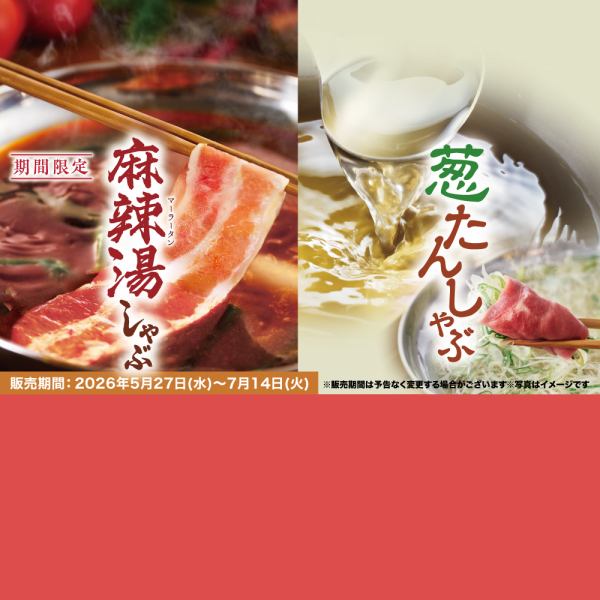 【期間限定:食べ放題】「葱たんしゃぶ・豚コース」「麻辣湯しゃぶ・豚コース」4,378円(税込)~
