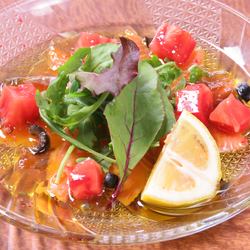 Today's fresh fish carpaccio with salad