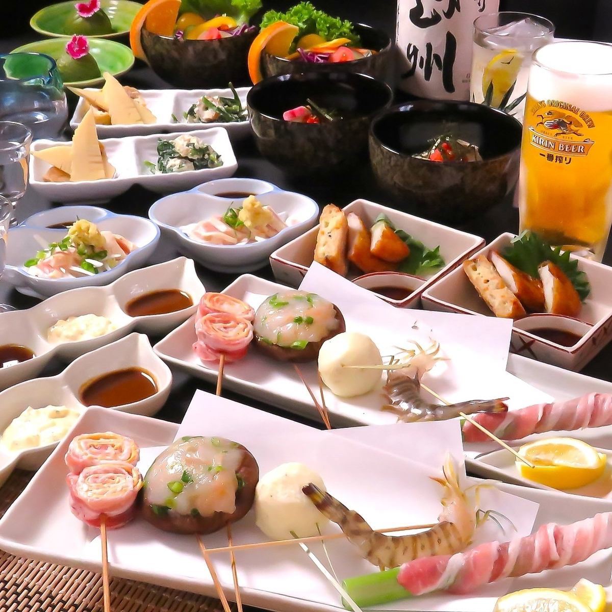 Enjoy seasonal skewers ◆ Banquet course 120 minutes with all-you-can-drink for 6,000 yen