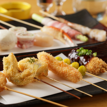 {Monday-Thursday only} 10-course banquet with 5 types of skewers and seasonal delicacies ◆ 3,800 yen (tax included) with one drink