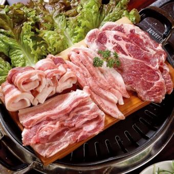 豚肉コース（3～４名様向け） 選べるチヂミとチゲ、冷麺orビビンバ付き⇒7678円(税込)