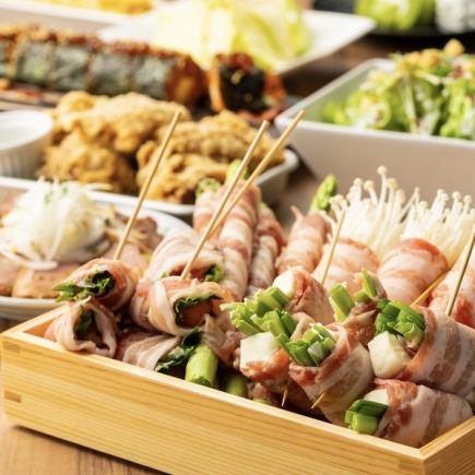 [For meat parties] A plan that is sure to get you hooked! Luxurious meat-wrapped skewers + meat kimbap and more ● 2 hours of all-you-can-drink ◆ Meat-wrapped skewers course 4,499 yen ⇒