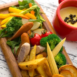 Directly delivered vegetables and meat bar sausage cheese fondue ~ 4 color sauces to choose from ~