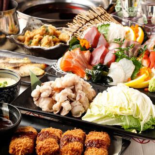 Grilled Spanish mackerel in Kyoto style and 3 kinds of fresh fish sashimi♪ 3 hours all-you-can-drink + 10-course meal 6,050 yen → 4,950 yen