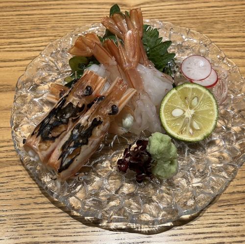 3 raw shrimp sashimi