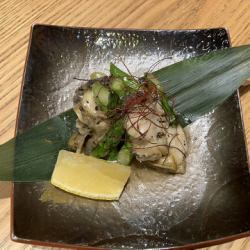 Abalone and asparagus butter steak